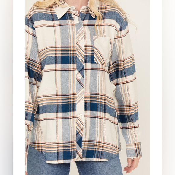 Idyllwind Blue Cream Longsleeve Lightweight Plaid Pearl Snap Western Top - Picture 8 of 9